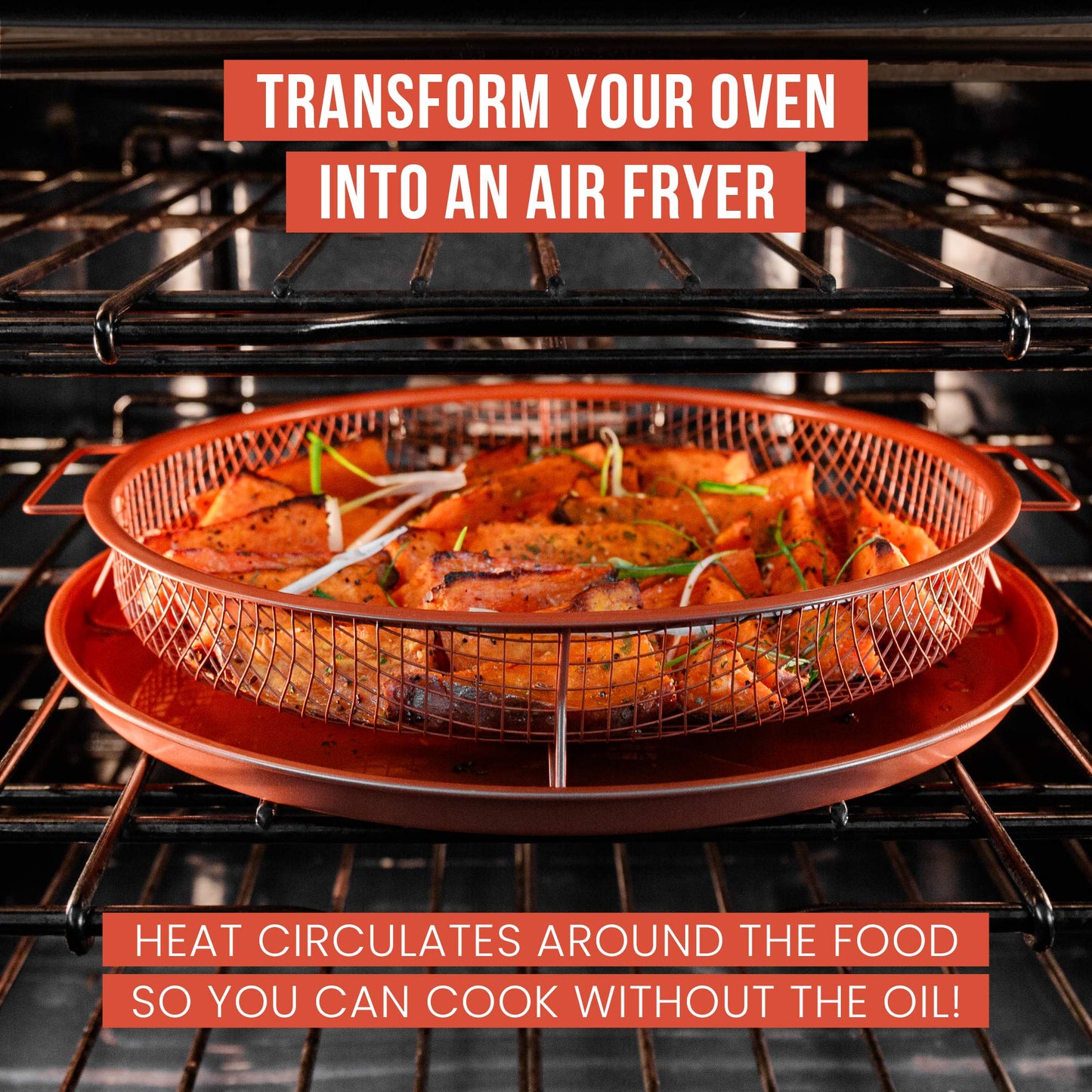 Round Copper Open Airfryer Tray