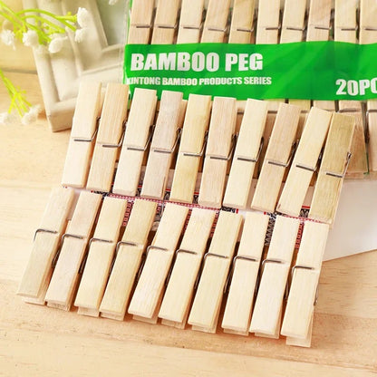 Bamboo Clothes Pegs 20 Pcs