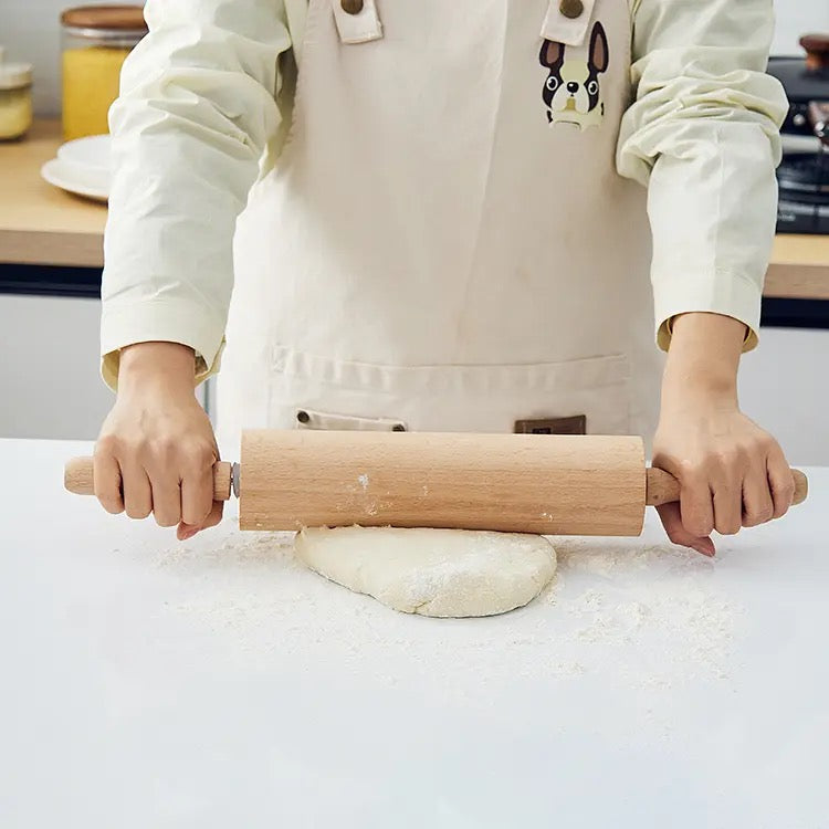 Rotatable Handles Wooden Rolling Pin