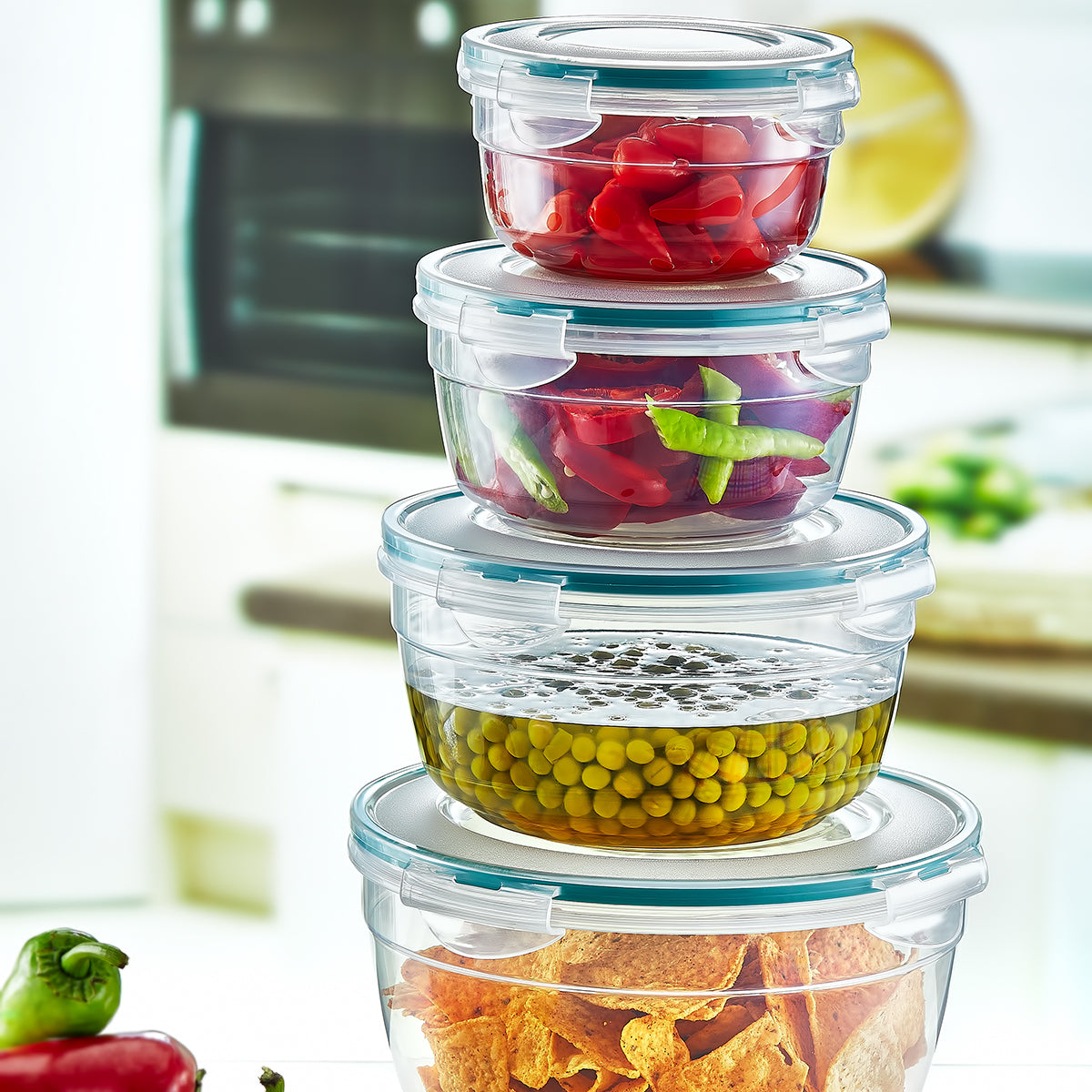 Round Airtight 5 Piece Tupperware Set