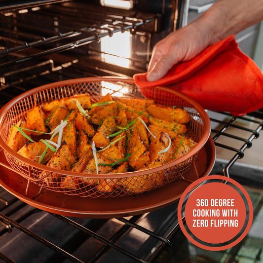 Round Copper Open Airfryer Tray