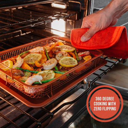 Rectangular Copper Open Airfryer Tray